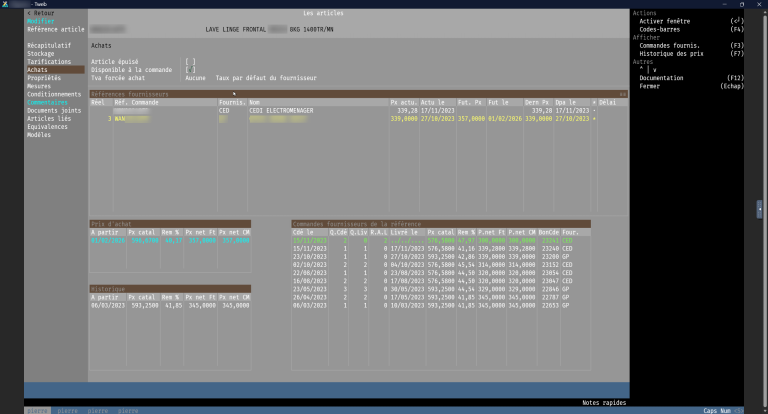 Gestionnaire articles Personnalisation Listes couleur du texte