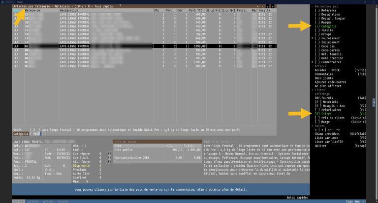 Gestionnaire articles Recherches listes