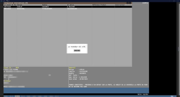 intégration intervention SFG revendeur