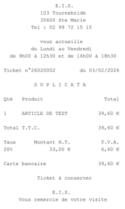 Impression d'un duplicata d'un ticket de caisse