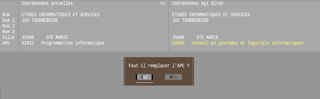 Exemples d’écran de proposition de correction de l’adresse