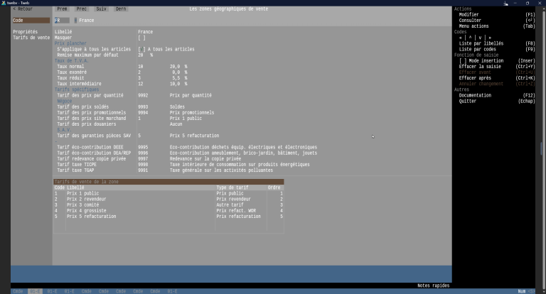 Zones géographiques de ventes